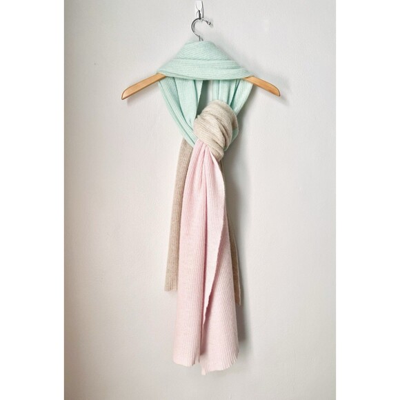 Autumn Cashmere Women's Color Block Pastel Oversized Scarf Wrap Sz 84 X 24'' Lux - Picture 3 of 12